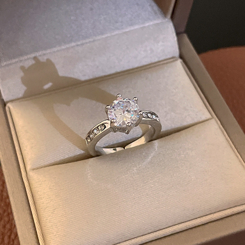 Fashion Heart & Bow Knot Zircon Adjustable Copper Ring