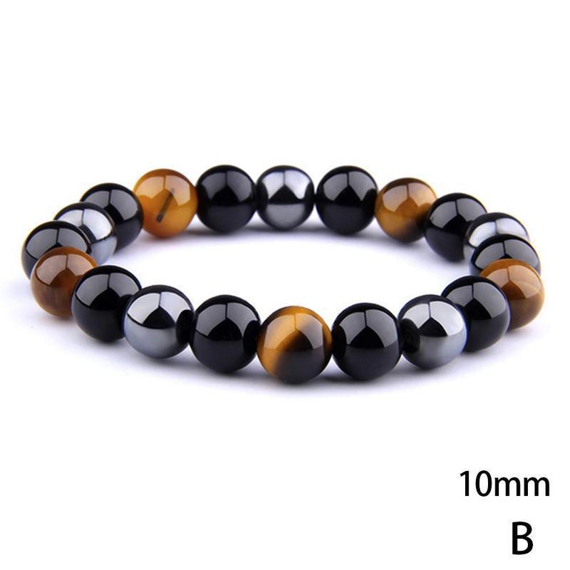 Ethnic Geometric Natural Stone Black Onyx Energy Beaded Unisex Bracelet 6/8/10mm