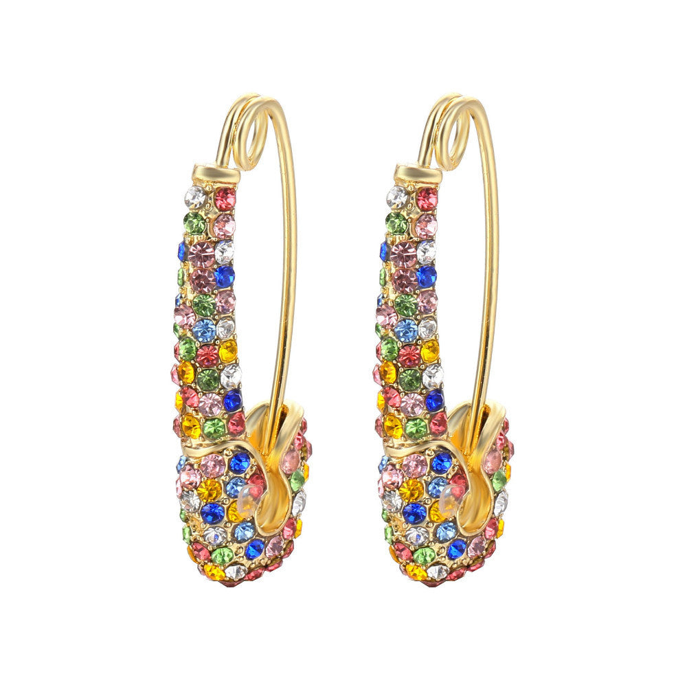 Wholesale Fashion Diamond Brooch Copper Buckle Heart Earrings