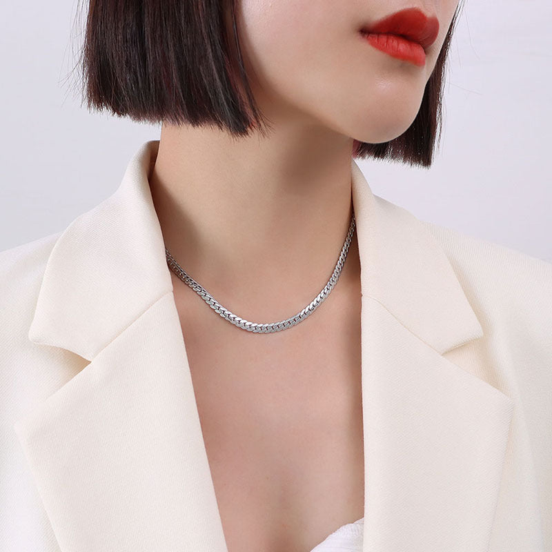 Double Layer Choker Necklace Titanium Steel 18K Gold Plated