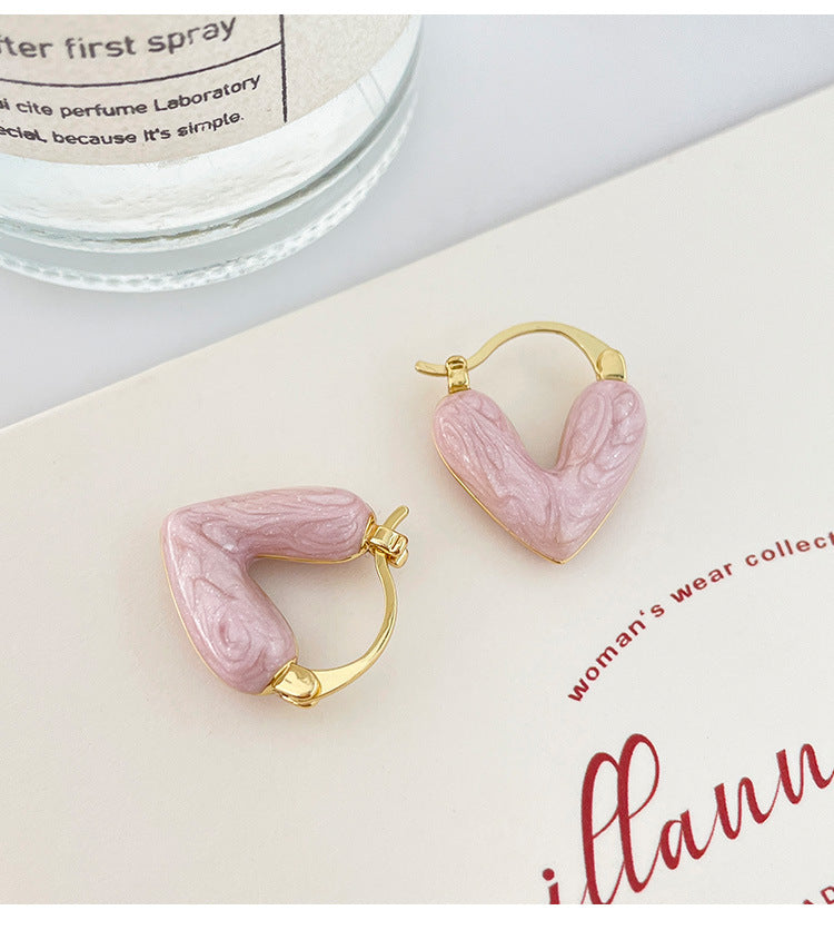 Sweet Heart Alloy Plated Minimalist Hoop Earrings