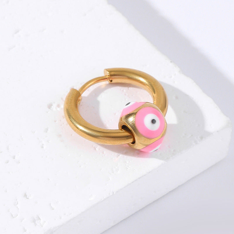 Punk Devil's Eye Stainless Steel Hoop Earrings