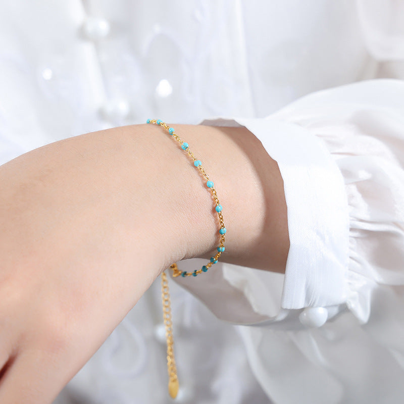 Casual Vacation Colorful Enamel 18K Gold Plated Stainless Steel Necklace