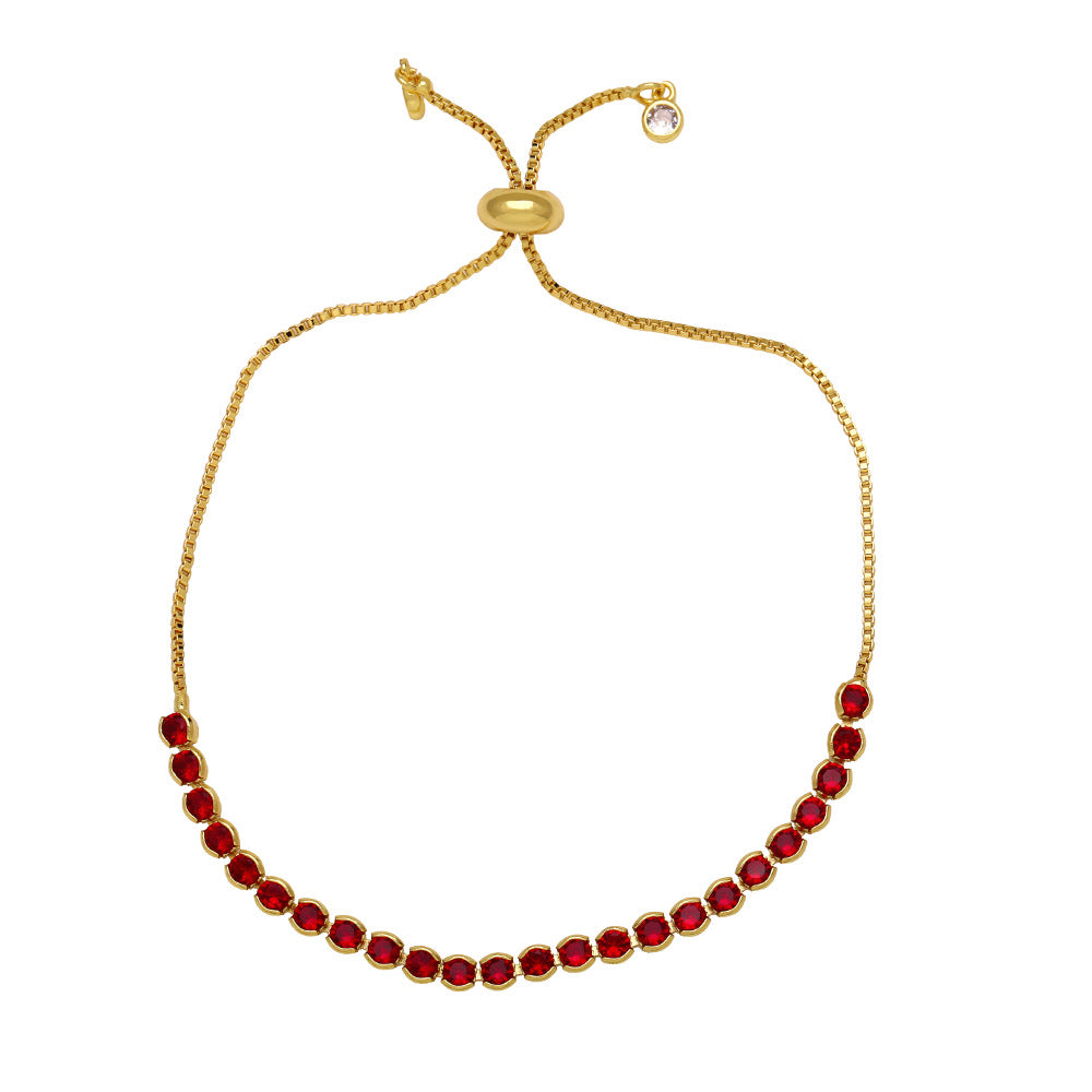Simple Round Copper Plated Adjustable Zircon Bracelet