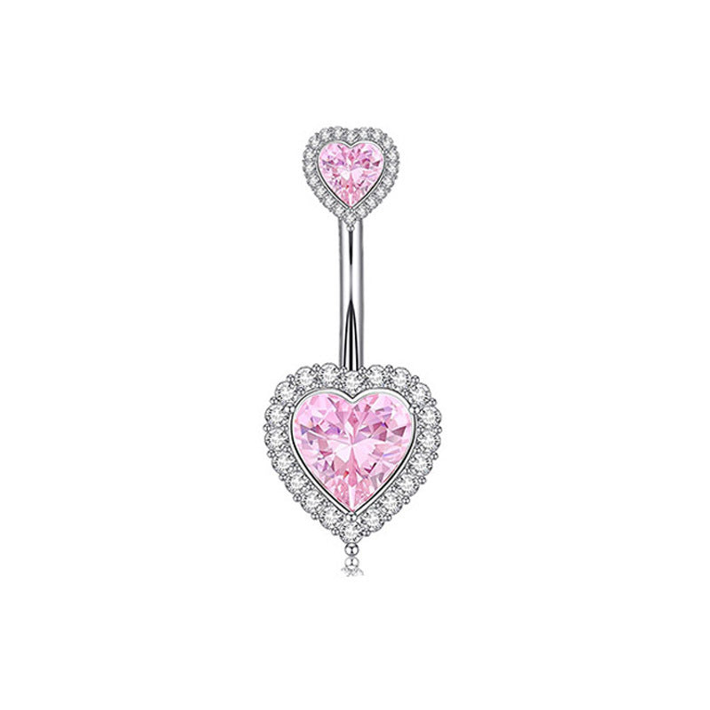 Hip-Hop Heart Shaped Zircon Belly Ring - 316 Stainless Steel & Copper