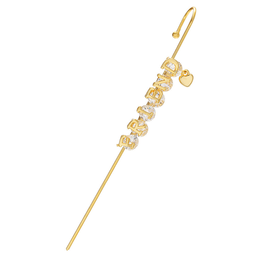 Creative Zircon Inlaid Gold-Plated Ear Cuff Earrings