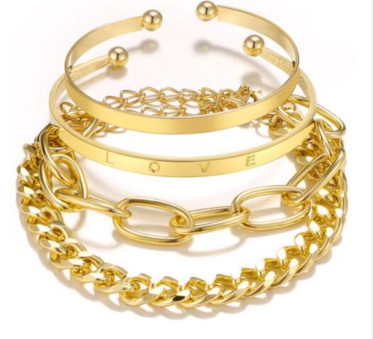 Simple Geometric Layered Alloy Necklace Set for Women
