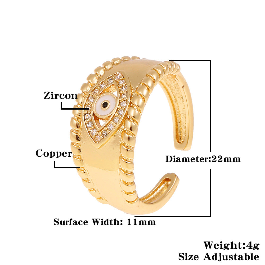 Fashion Enamel Evil Eye Retro Copper Tail Ring