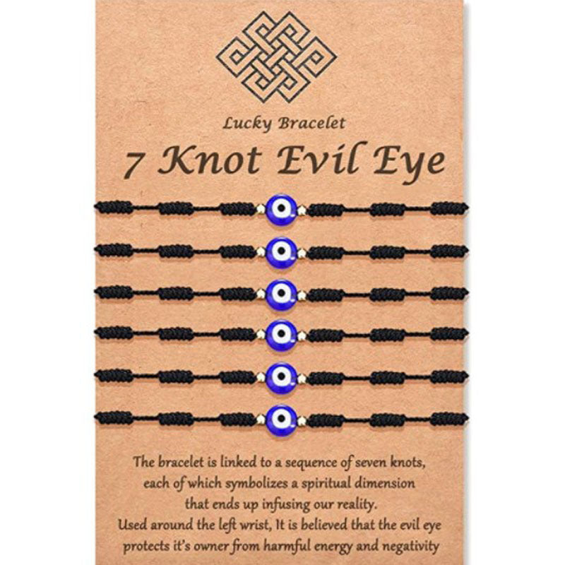Evil Eye Bracelet Set - Blue Eye Braided Adjustable String Bracelets