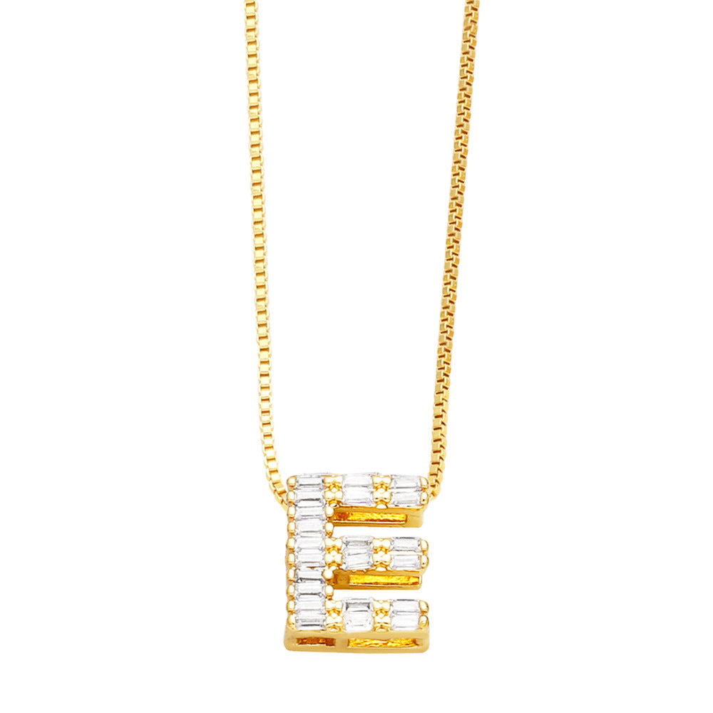 18K Gold Plated Zircon Letter Pendant Necklace