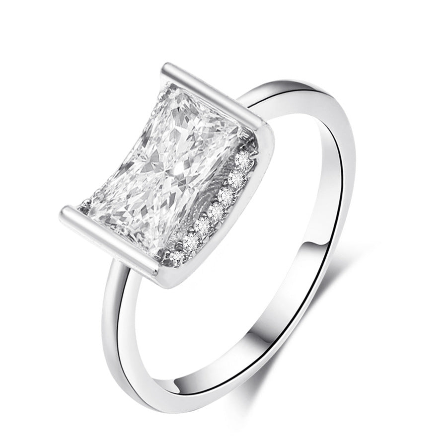 Korean Zircon Geometric Copper Ring