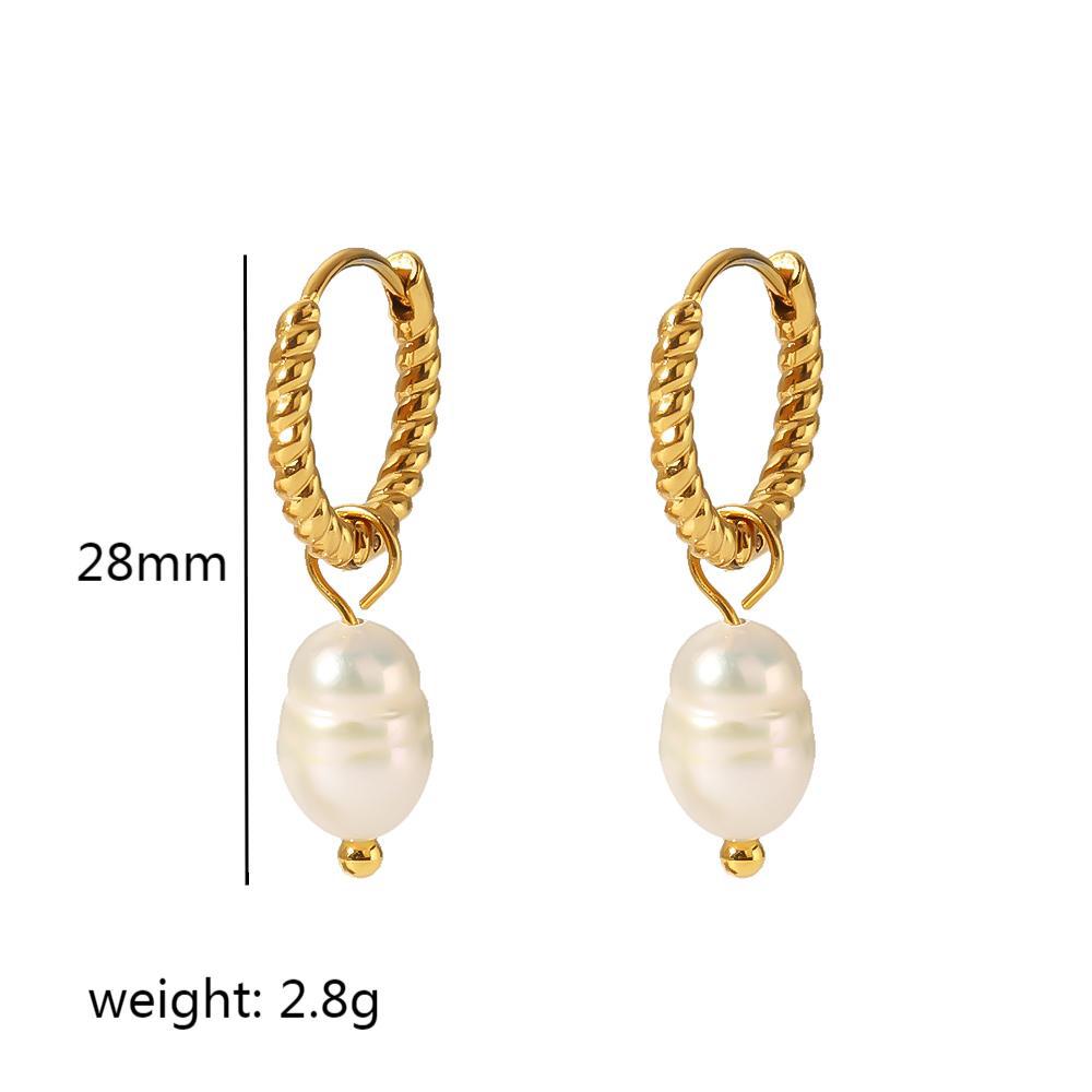 1 Pair Minimalist Twist Design 18K Gold Plated Stainless Steel Zircon Hoop Earrings