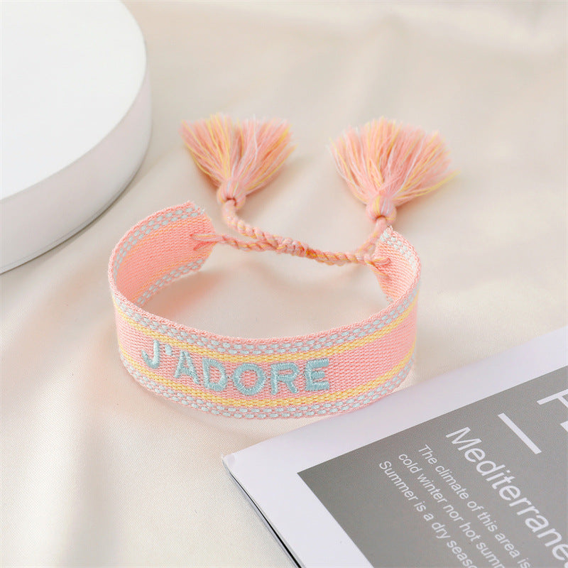 Ethnic Trend Handwoven Embroidery Tassel Bracelet