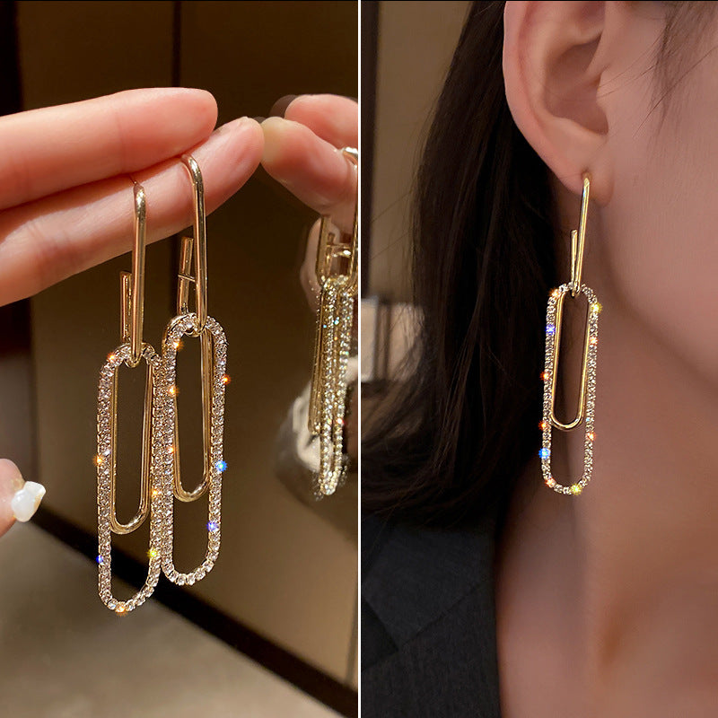 Retro Geometric Alloy Plated Earrings with 925 Silver Needle