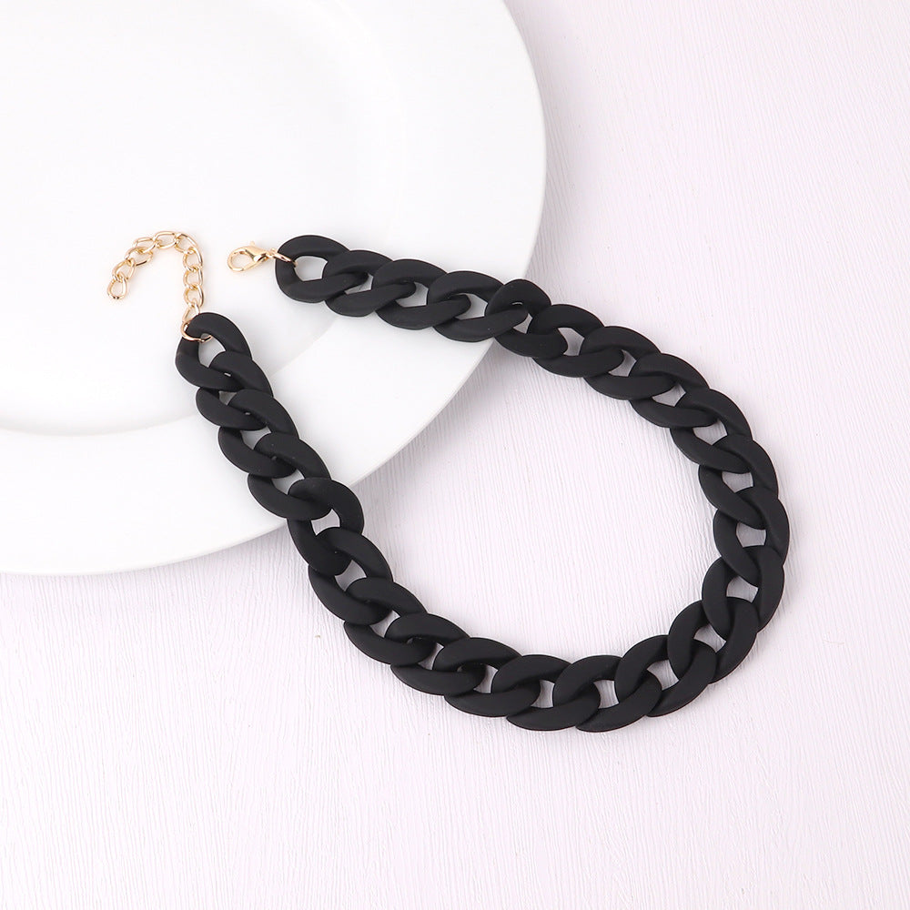 Fashion Acrylic Patchwork Rainbow Chain Necklace for Women