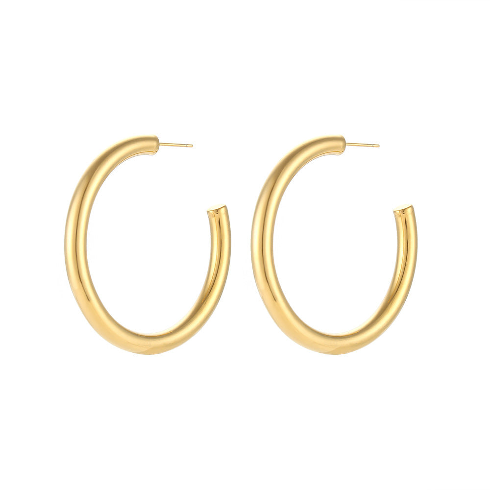 Fashion Large Hoop Earrings Hollow Stainless Steel Statement Earrings