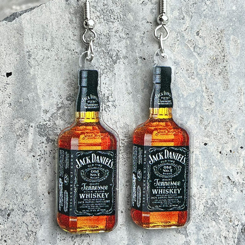 Artistic Acrylic Wine Bottle Drop Earrings for Weddings and Parties