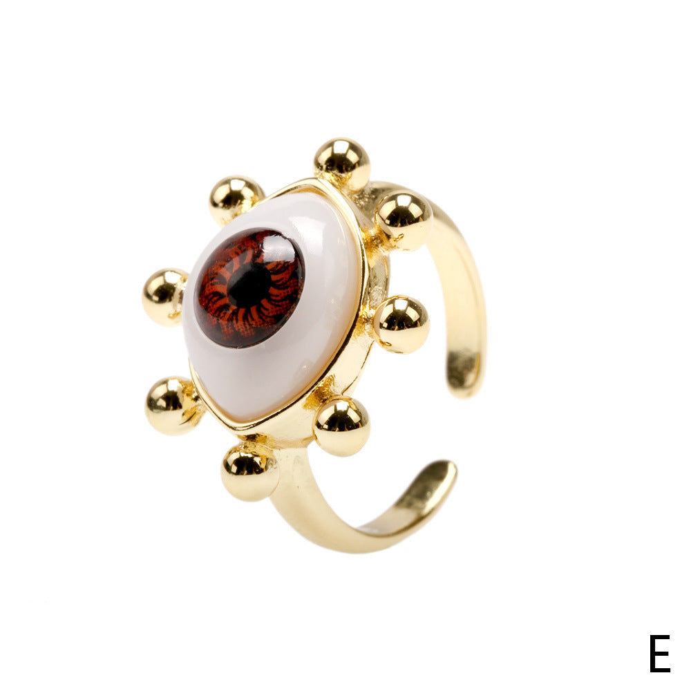 European American Resin Ring with Devil Eye Design, Vintage Style Index Finger Ring