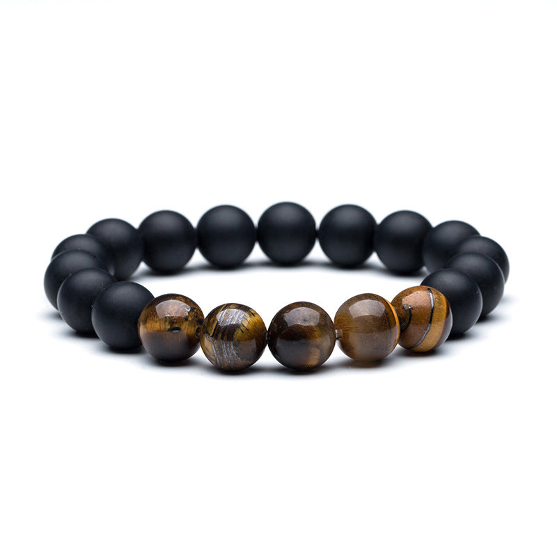 10mm Turquoise & Tiger Eye Beaded Elastic Bracelet
