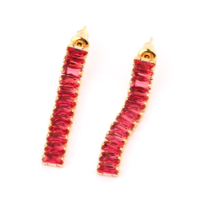 Elegant Zircon Tassel Bowknot Copper Earrings