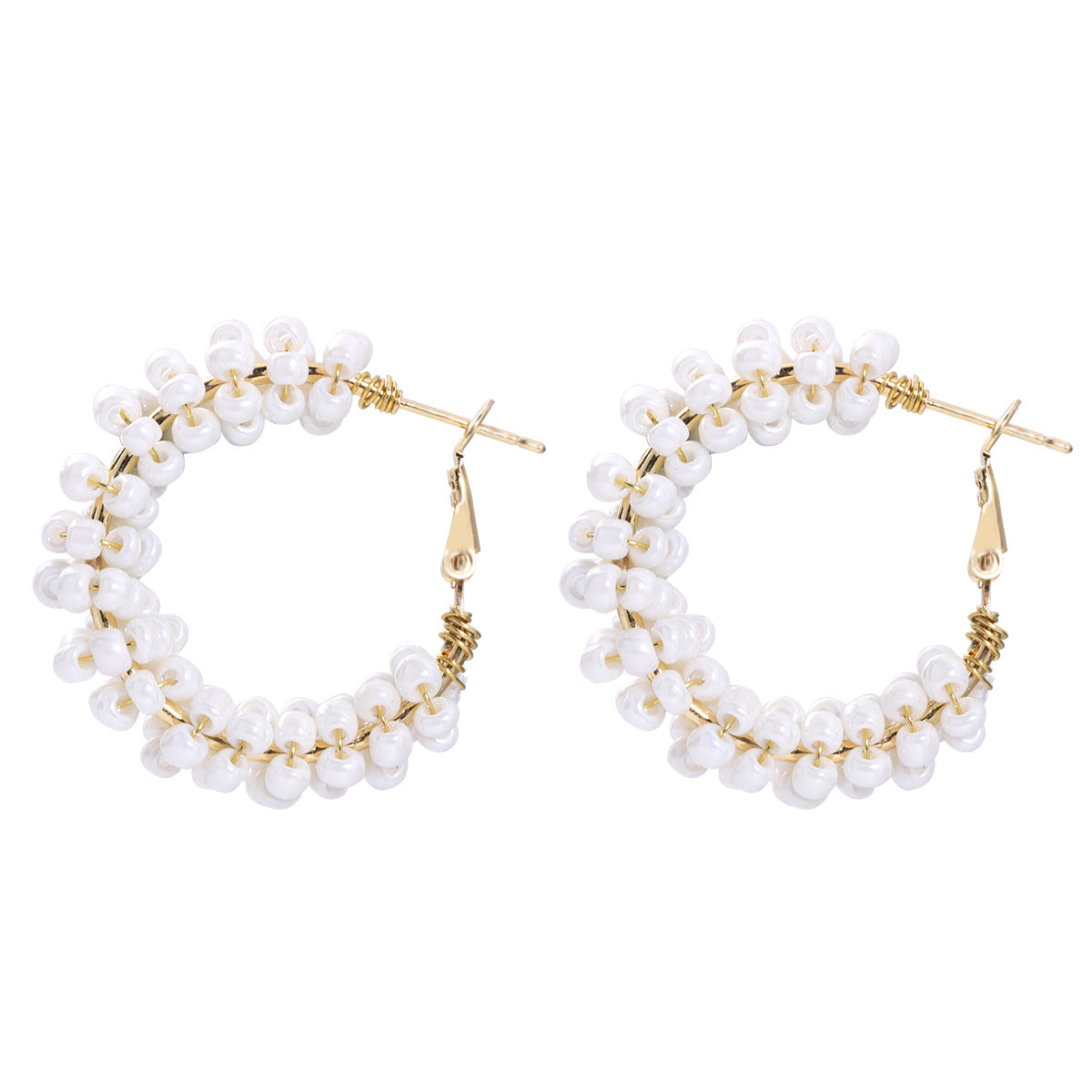 Fashion Bohemian Colorful Beaded Hoop Earrings
