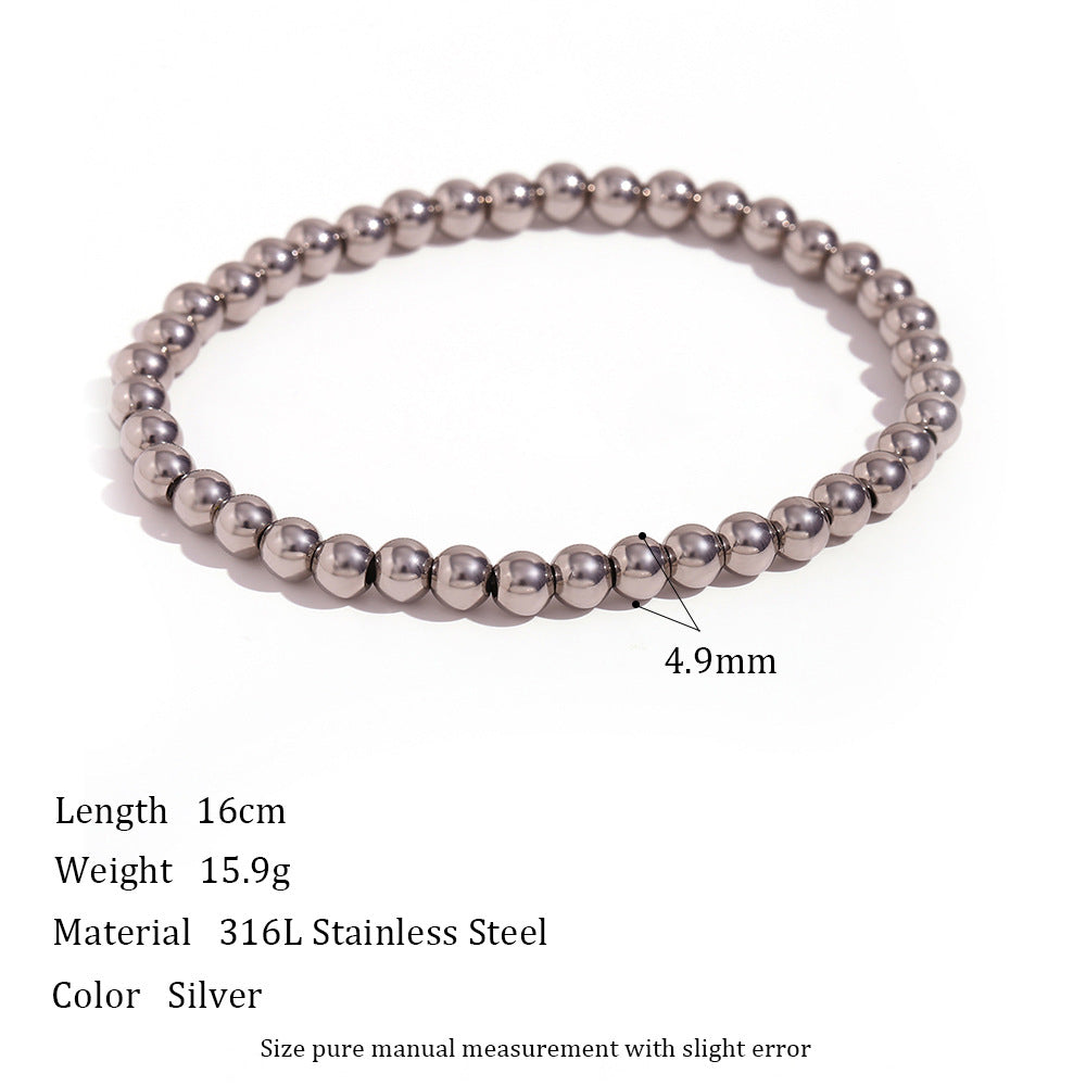 Fashion Minimalist 18k Gold Plated Stainless Steel Beaded Bracelet