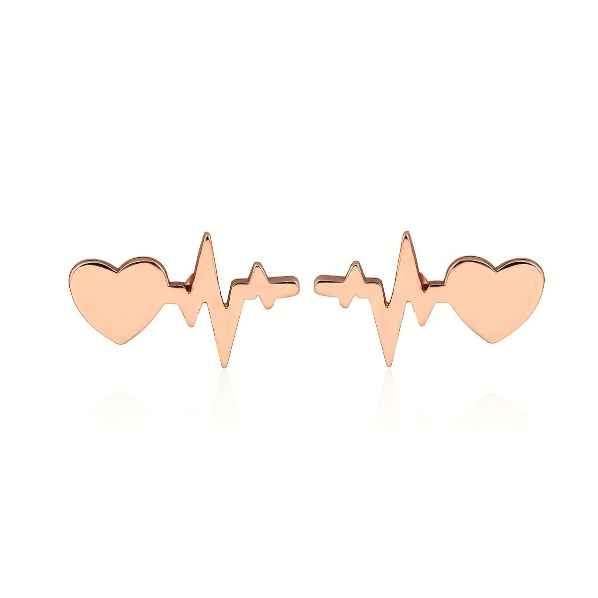 Simple Electrocardiogram Heartbeat Stainless Steel Earrings