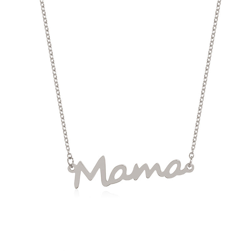 Simple Glossy Mama Letter Alloy Pendant Necklace for Mother's Day