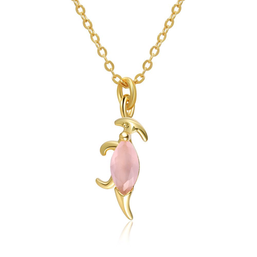 18K Gold Plated Dinosaur Zircon Pendant Necklace