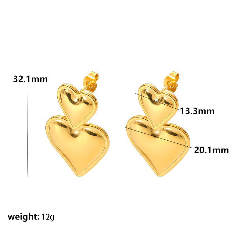 Elegant Heart Shape Titanium Steel Drop Earrings for Women