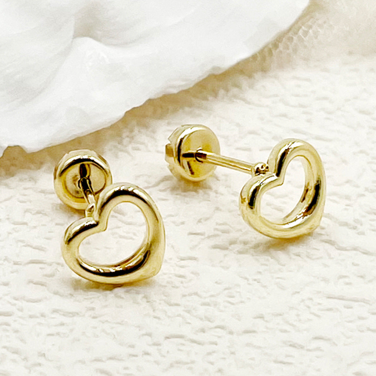 1 Pair Minimalist Star Moon Heart Shape 14k Gold Plated Stainless Steel Stud Earrings