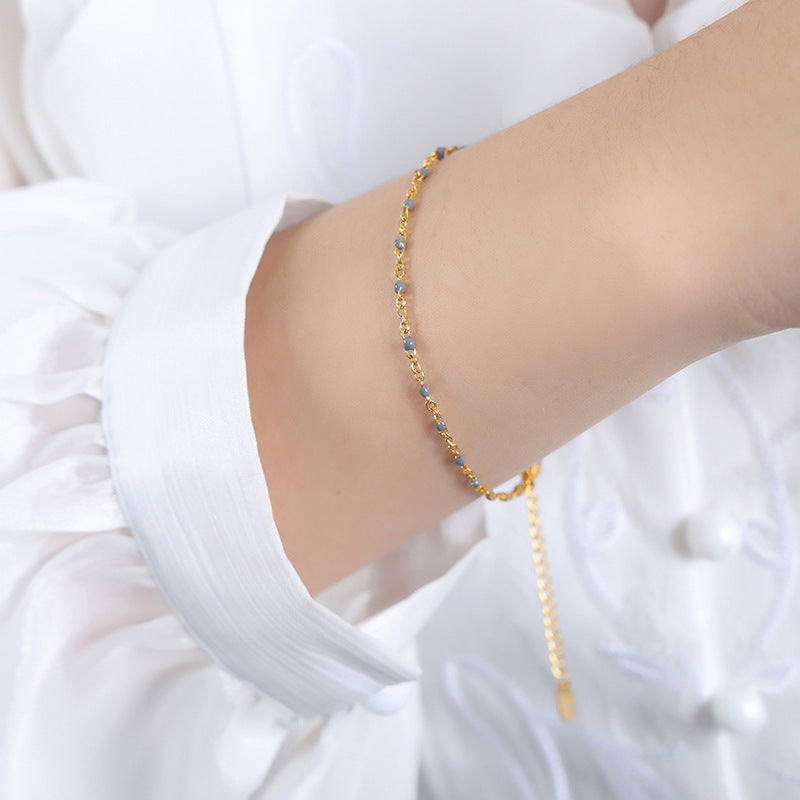 Casual Vacation Colorful Enamel 18K Gold Plated Stainless Steel Necklace