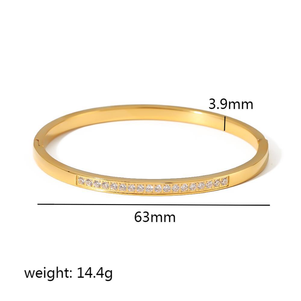 18K Gold Plated Stainless Steel Zircon Star Bangle Bracelet