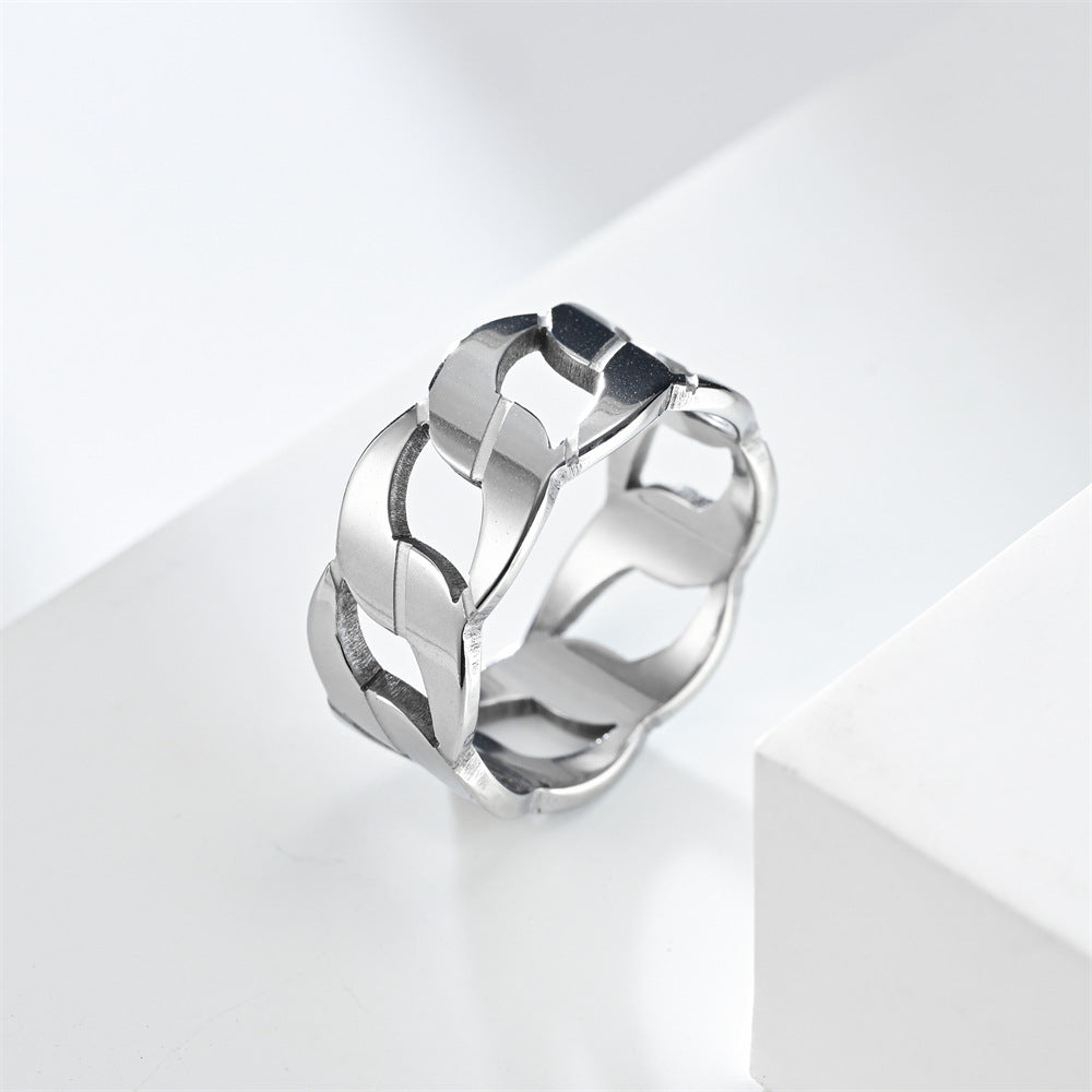 Fashion Circle Hollow Out Stainless Steel Chain Rings