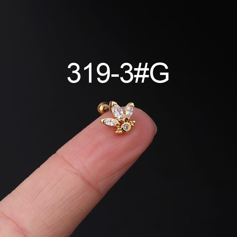 Fashion Zircon Copper and Stainless Steel Ear Studs