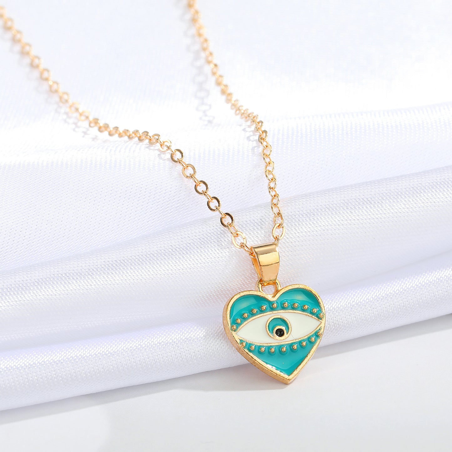 Heart Blue Eye Multicolor Irregular Pendant Necklace