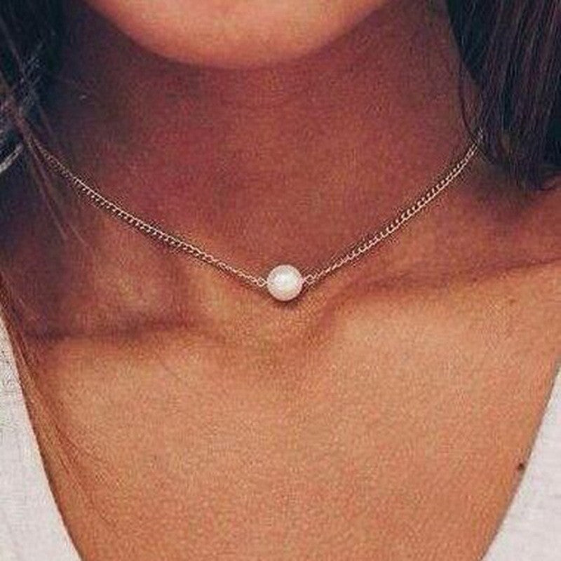 Artificial Pearl Butterfly Pendant Layered Necklace