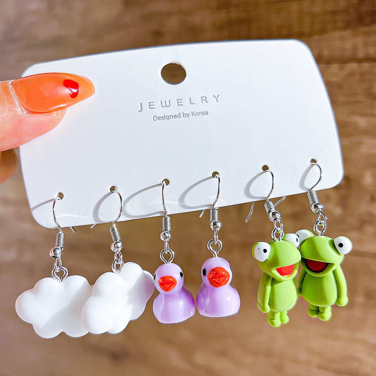 Cute Geometric Acrylic Earrings Set - Butterfly, Cloud, Duck, Mushroom, Heart Designs