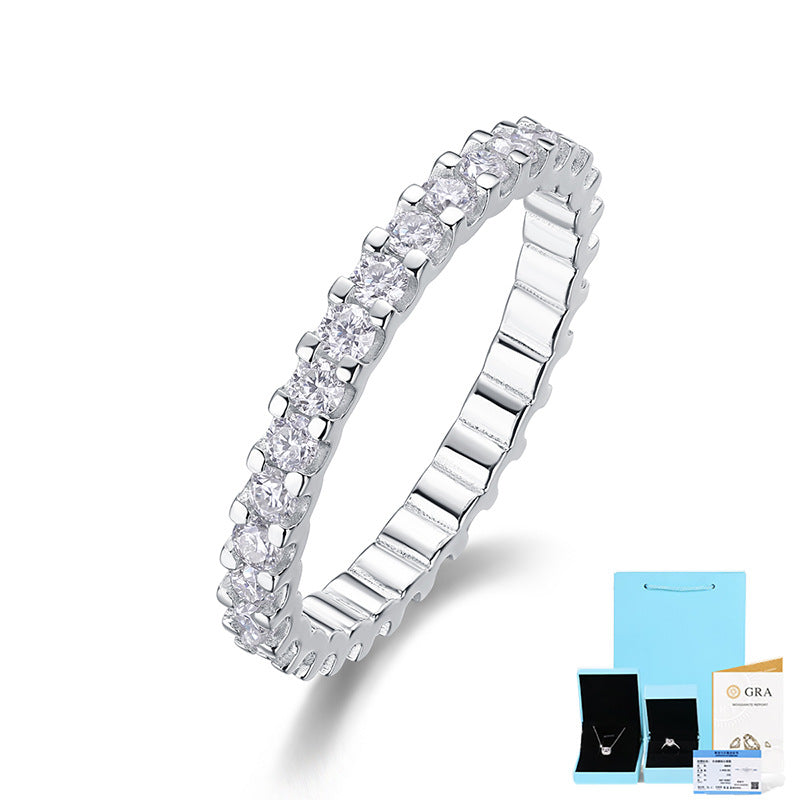 Sweet Geometric Sterling Silver Moissanite Inlay Rings