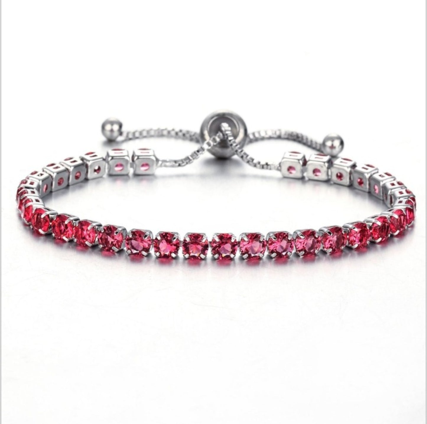 Fashion Adjustable Crystal Pull Bracelet - Gold Plated Zirconia Single Row Design