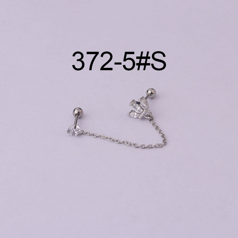 Women's Fashion Stainless Steel Flower Gemstone Ear Cuff Earrings