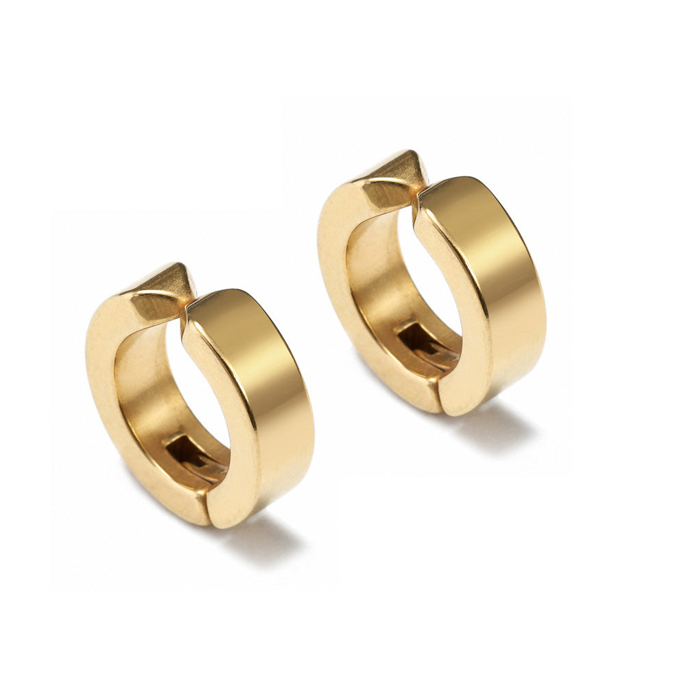 Hip-hop Contrast Color Titanium Steel Hourglass Earrings