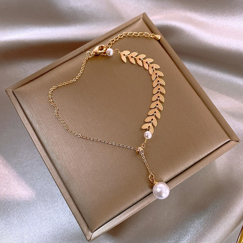 Creative Hip-hop Heart Pearl Cross Gold Coin Portrait Pendant Bracelet for Women