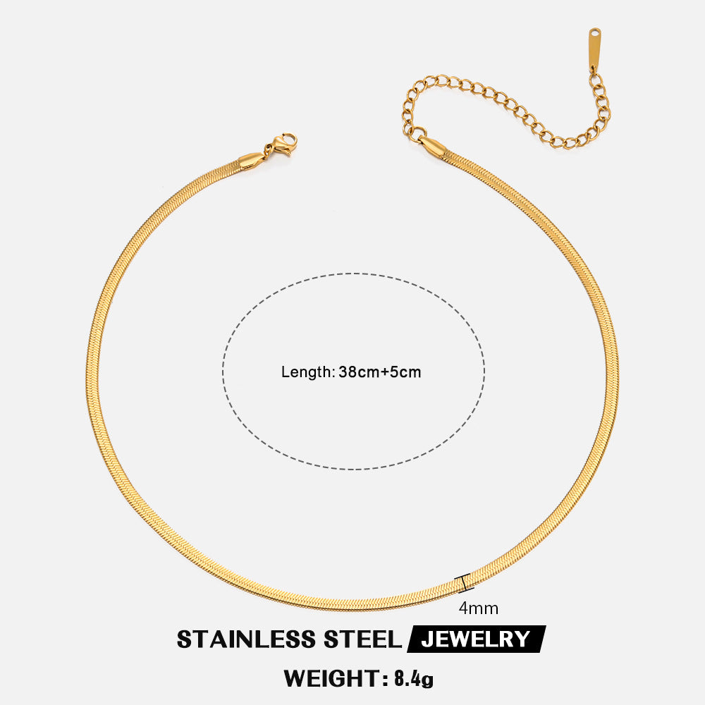 Geometric 18K Gold Plated Stainless Steel Snake Chain Necklace