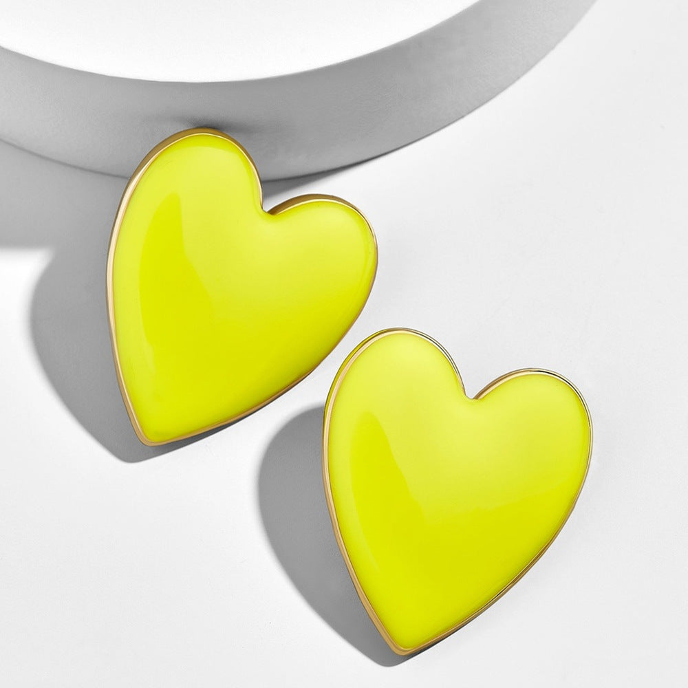 European American Multicolor Peach Heart Drop Earrings