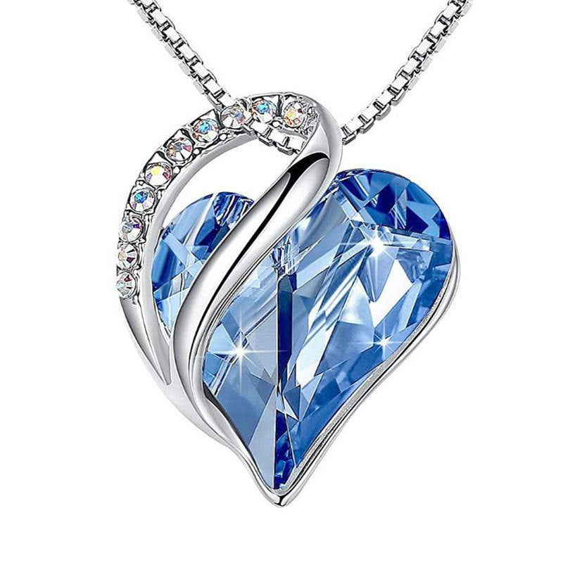 Heart Shape Crystal Birthstone Pendant Necklace