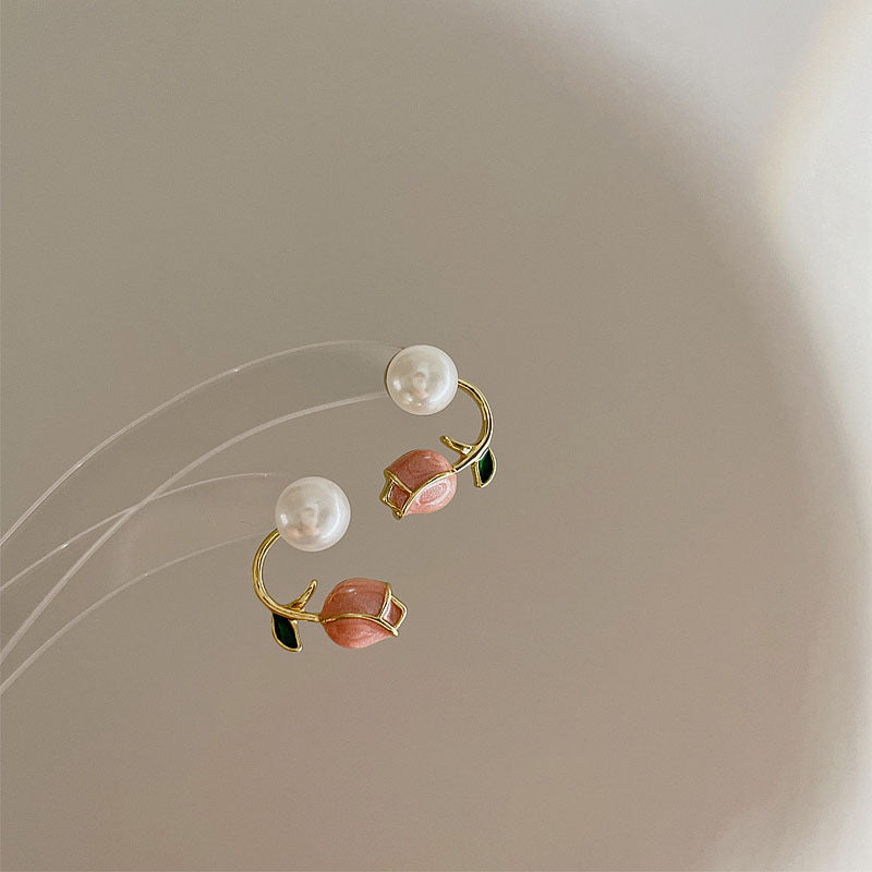 Elegant Bow Knot Shell & Rhinestone Flower Butterfly Women's Earrings - 1 Pair