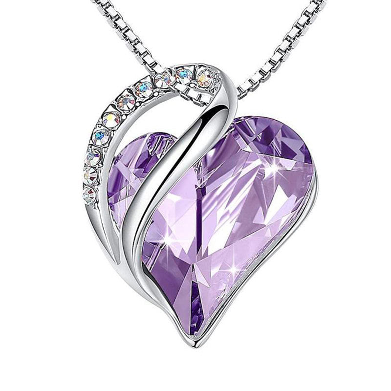 Heart Shape Crystal Birthstone Pendant Necklace