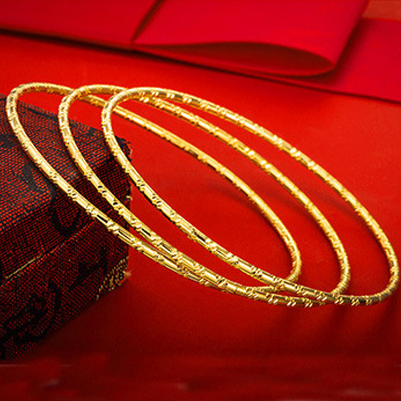 Simple Geometric Gold Plated Copper Bangle Bracelet