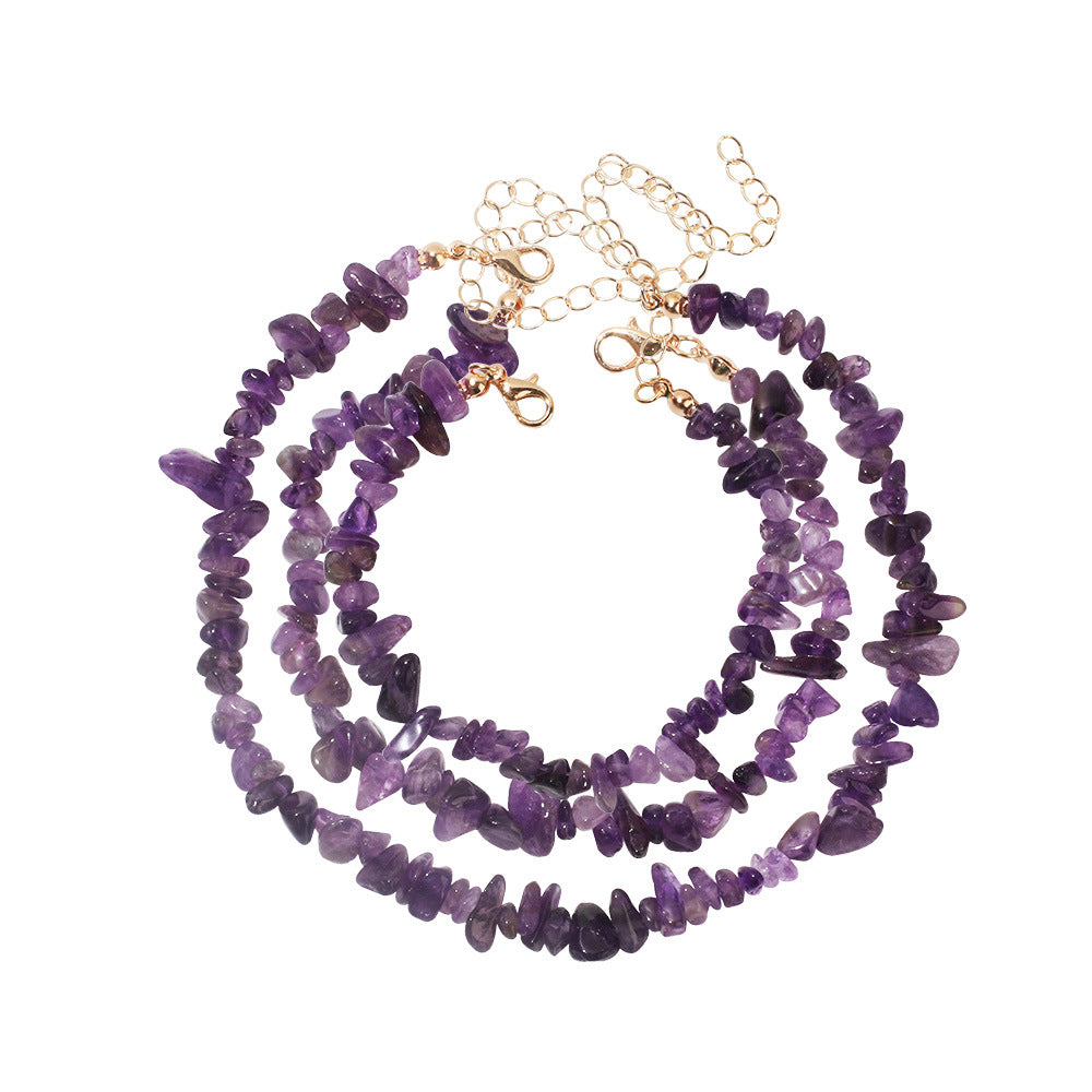 Simple Style Natural Stone Jewelry Set - Bracelet, Anklet, Necklace